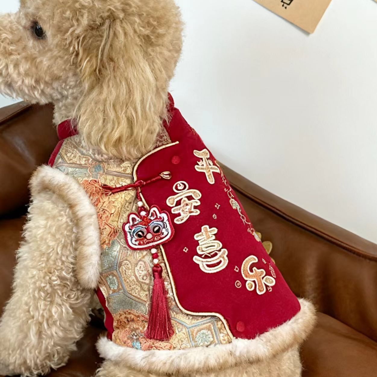 新年喜庆小狗狗衣服保暖秋冬款宠物冬季博美小型犬比熊泰迪冬天