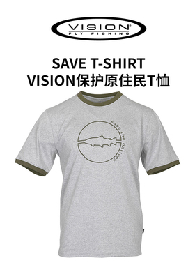 现货户外Vision SAVE保护原住民文化T恤钓鱼元素灰色可持续材质