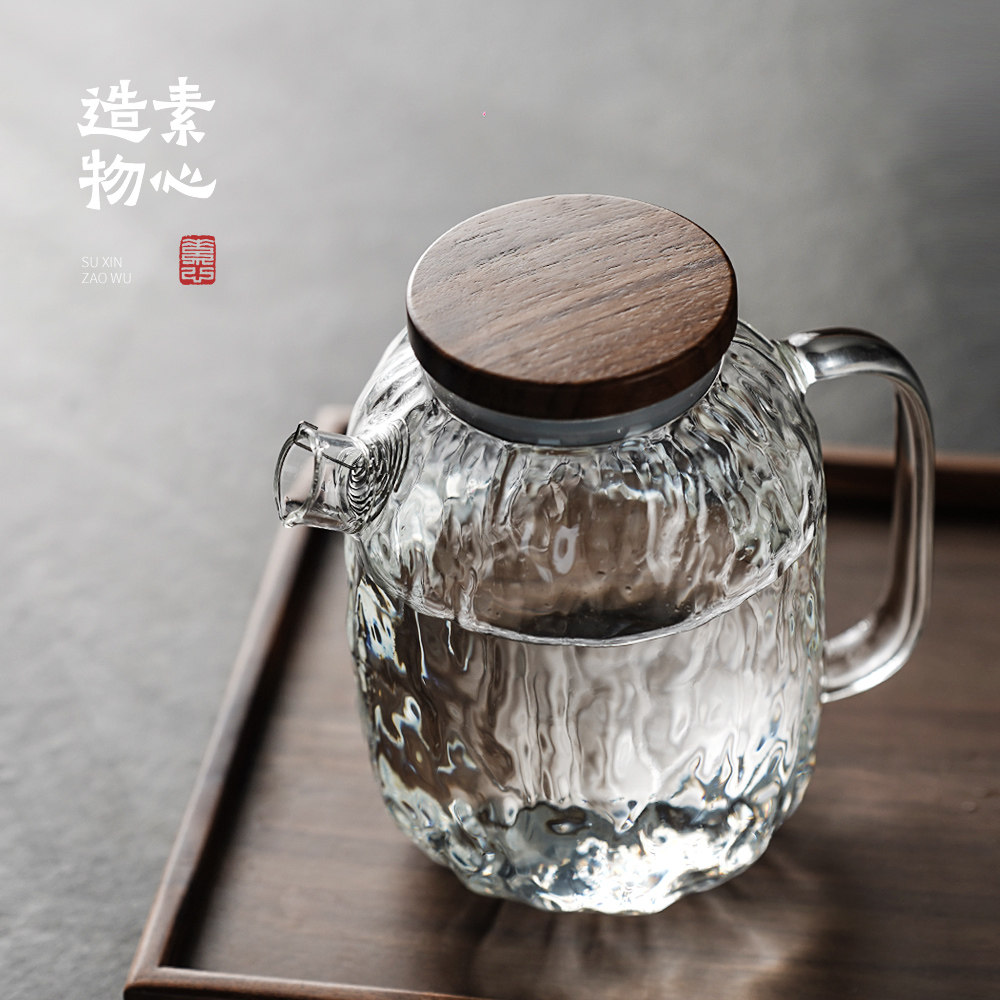 原创耐高温高硼硅玻璃冷水冷水壶商用家用轻奢泡茶壶水杯套装组合