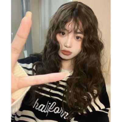 假发女长发羊毛卷中分卷刘海自然全头套式气质蓬松仿真长卷发发套