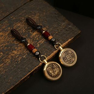 纯黄铜招财进宝貔貅转转铜葫芦创意手把玩吊坠汽车钥匙扣挂件男女