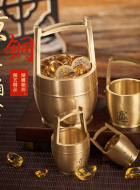 纯黄铜一桶金摆件缸金进宝大水桶