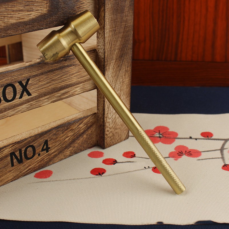 文玩锤纯黄铜小锤子砸金蛋手把件