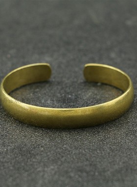 纯黄铜素圈手镯精致古铜开口光面