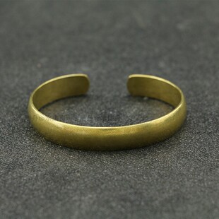 纯黄铜素圈手镯精致古铜开口光面手镯子男女复古风老式款文玩手环