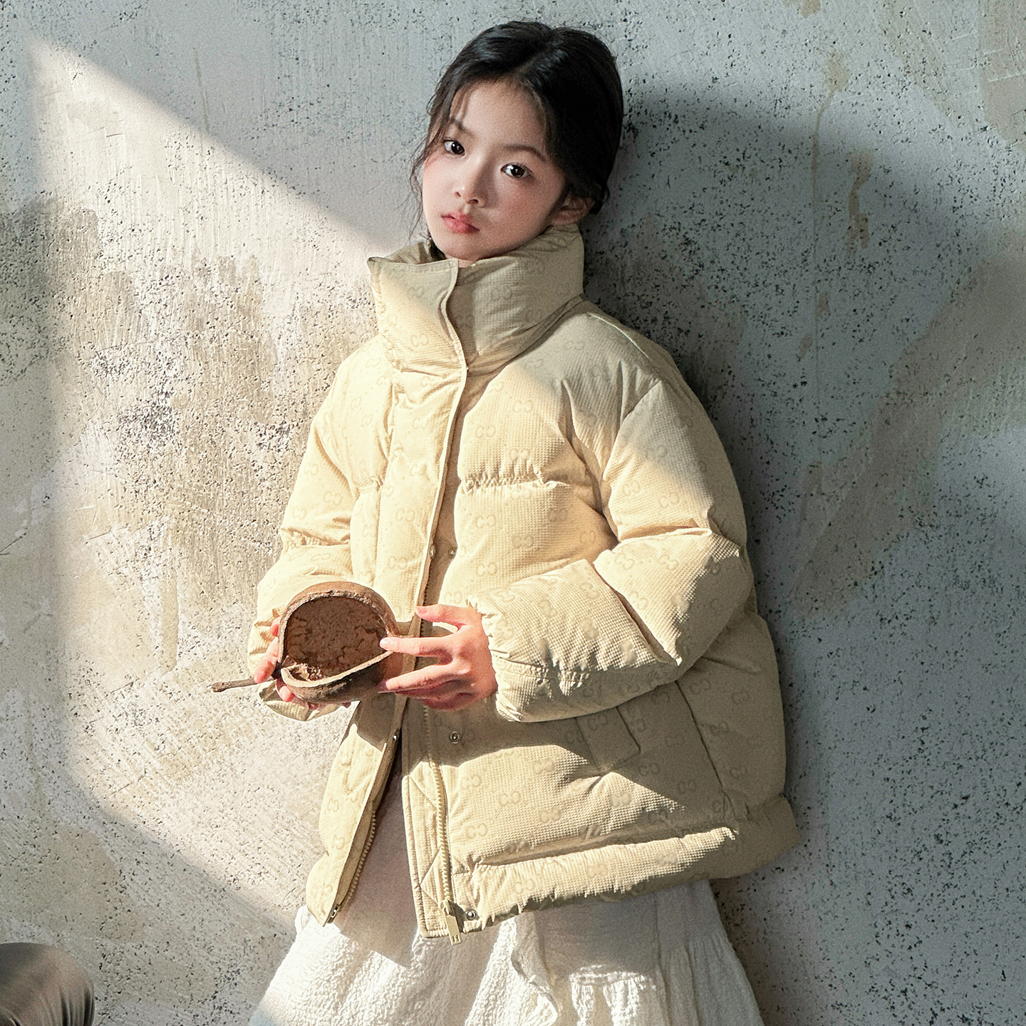 女童羽绒服加厚2025冬季新款中童儿童装羽绒服无帽面包服90绒4278