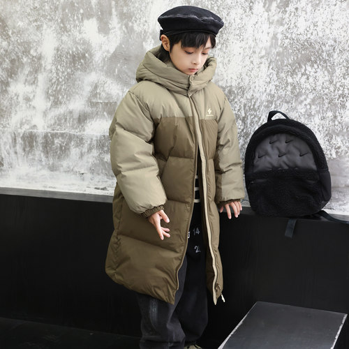 儿童羽绒服男童中长款加厚拼色2025冬季新款女童羽绒服亲子H4965