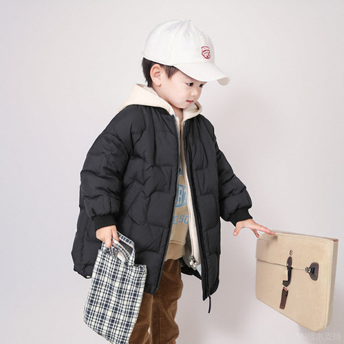 羽绒服中长款加厚童装假两件