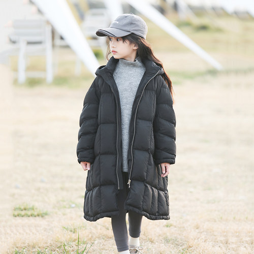 女童羽绒服中长款2024冬季新款收腰儿童羽绒服小中大童外套23267