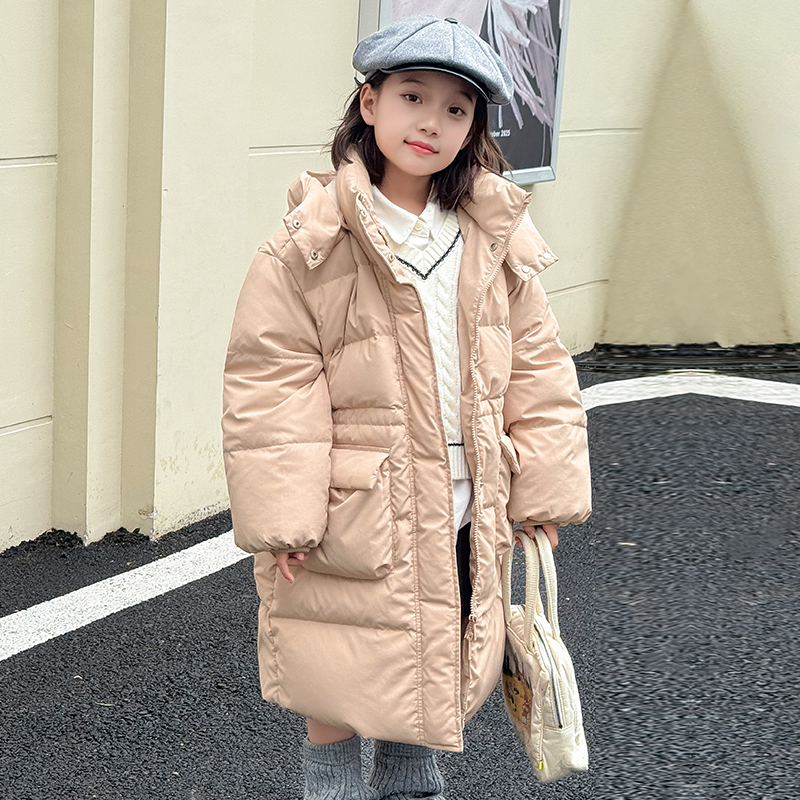 女童羽绒服中长款2025冬季新款青少年中大童装羽绒服儿童外套4272