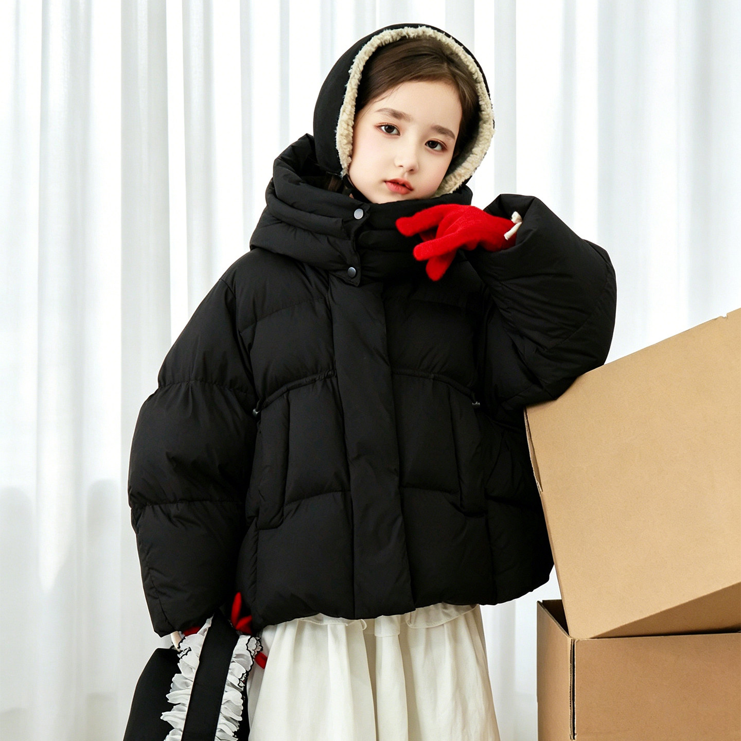 女童羽绒服短款加厚2026冬季新品中大童装羽绒服宽松外套H5263