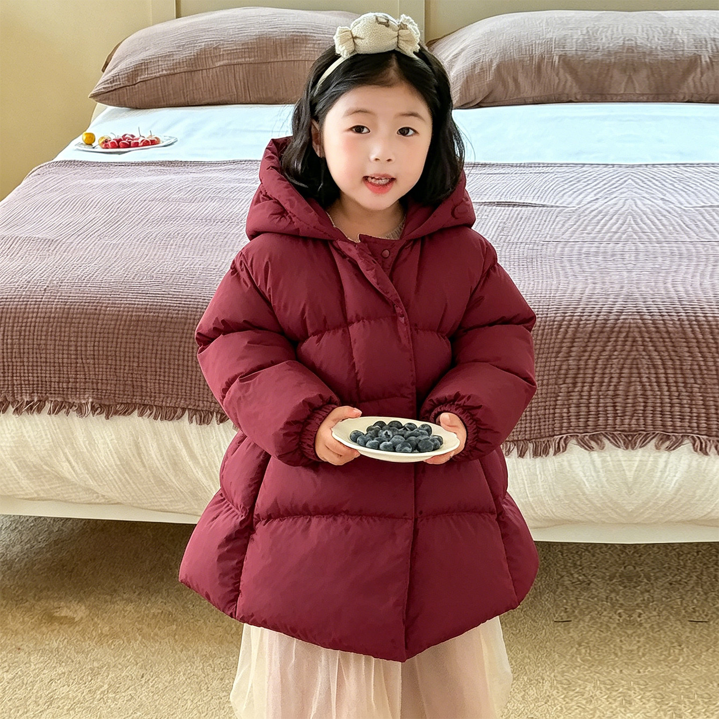 女童羽绒服中长款2025冬季新款宝宝羽绒服中小童装1-3-6-8岁4205