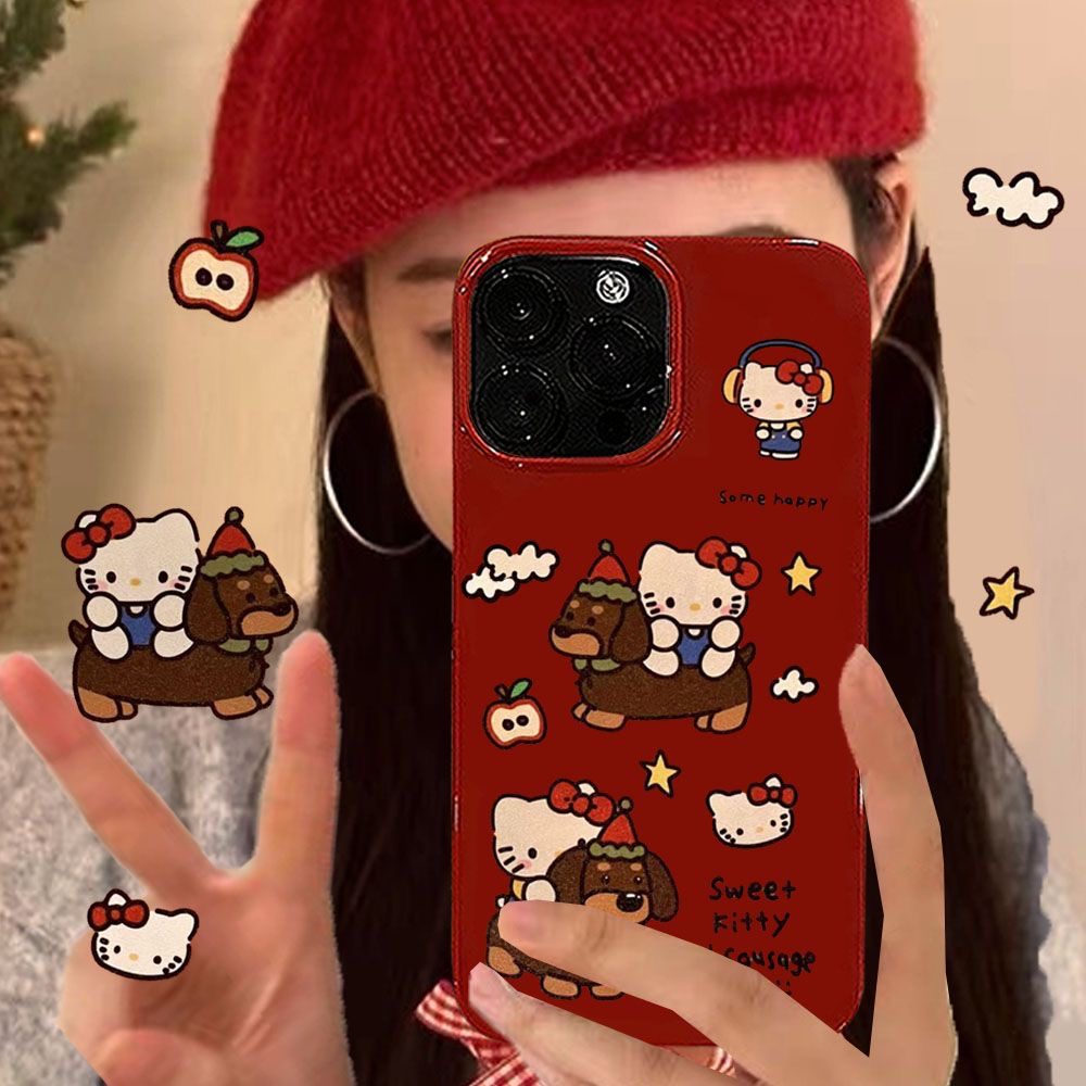圣诞可爱ins复古腊肠狗Kitty猫iPhone16promax女15苹果14适用13手机壳11软壳12卡通xr日韩风15pro新款保护套