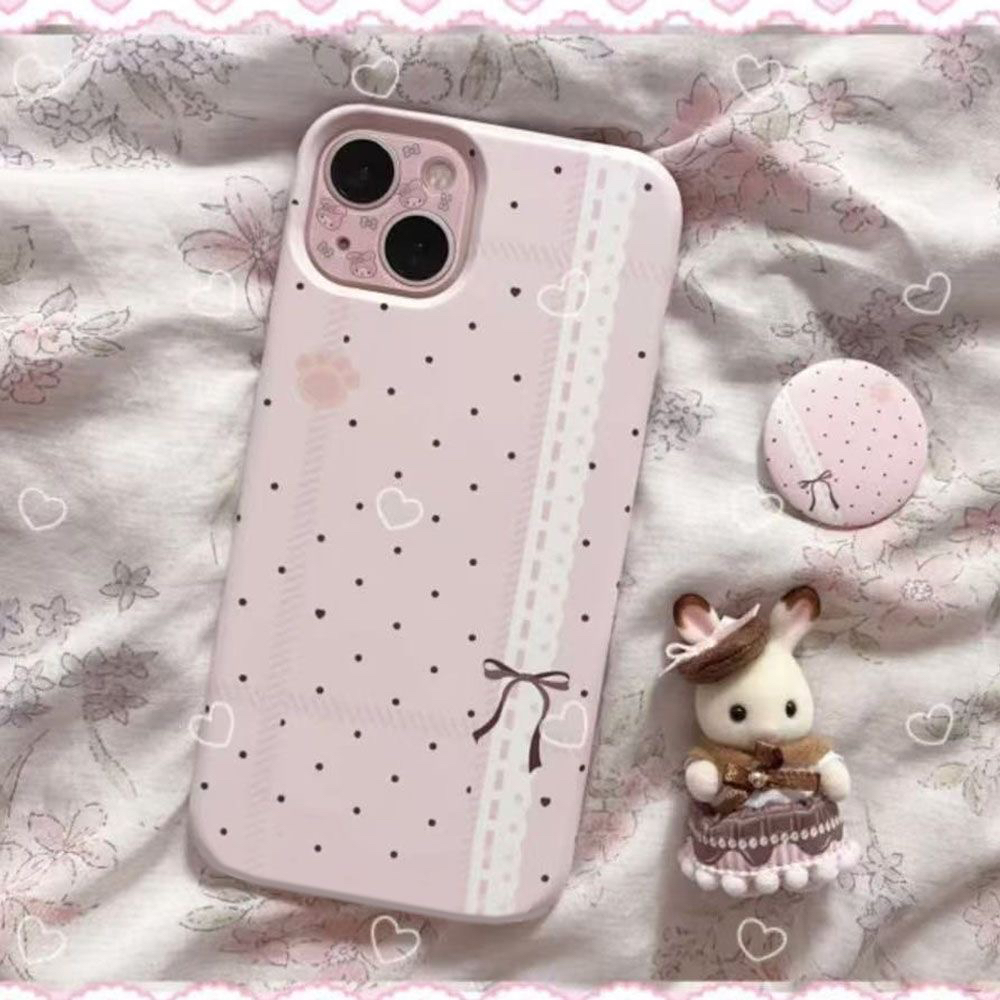 ins风少女粉波点蕾丝iPhone16promax全包12苹果15适用13手机壳14