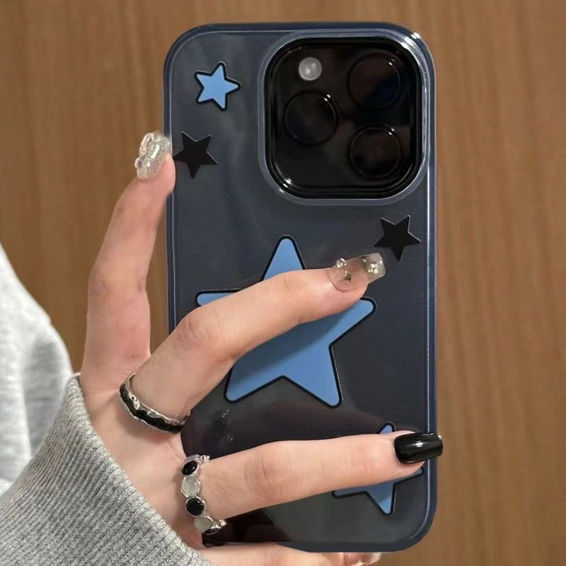 潮酷小众蓝黑星星手机壳iPhone15pro软12苹果14适用13全包11男女12pro新款14plus保护套潮款