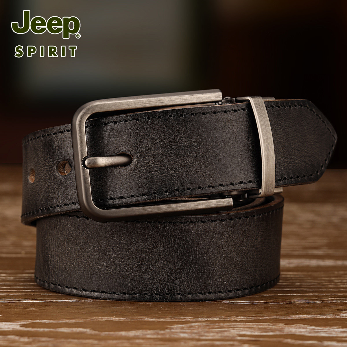 JEEP皮带男士真皮手工休闲复古头层牛皮腰带青年纯牛皮年轻人裤带