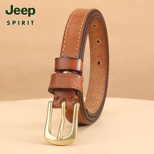 饰配牛仔裤 ins风腰带装 带青年棕色 百搭真皮简约 JEEP皮带女士时尚