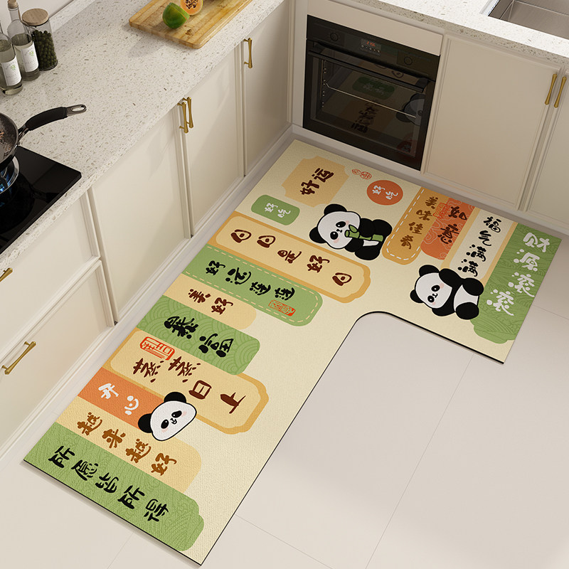 7字型厨房地垫防滑防油可擦免洗耐脏2025新款硅藻泥L型转角边地毯