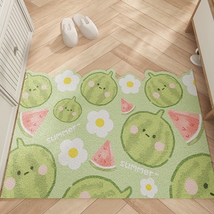 绿色西瓜地垫入户门垫小清新多巴胺丝圈大门口蹭土脚垫子进门地毯