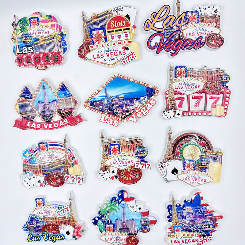 跨境电商货源美国拉斯维加斯磁铁冰箱贴立体留言贴装饰工艺礼品