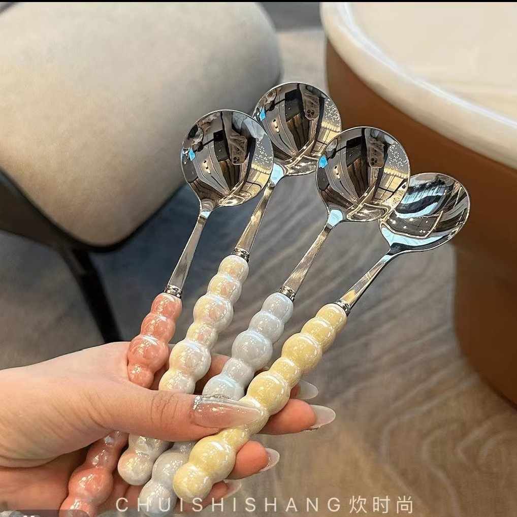 *老板娘自用轻奢*高颜值珍珠勺子仿陶瓷柄少女心吃饭勺汤勺,餐饮具,一次性勺子/叉子,淘宝优惠券,粉丝福利购,淘宝优惠卷