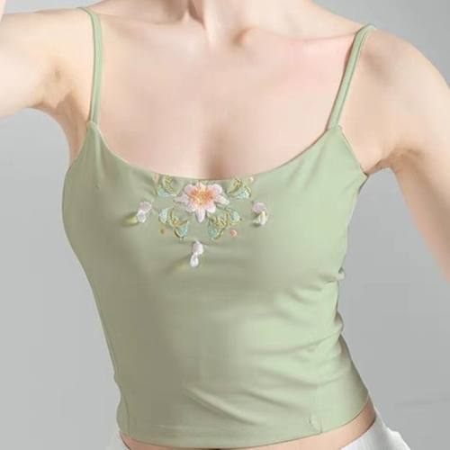 新舞蹈服装背心打底民族舞内搭古典舞练功服上衣刺绣古风裹胸吊带