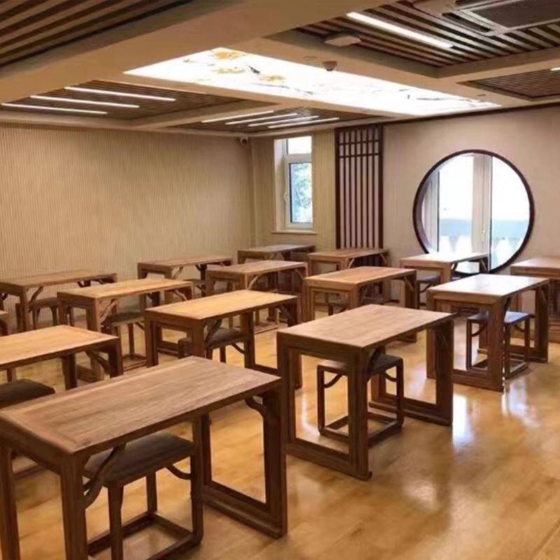 定制学校榆木家具课桌椅培训班国学桌子临摹教室桌椅来图定制厂家