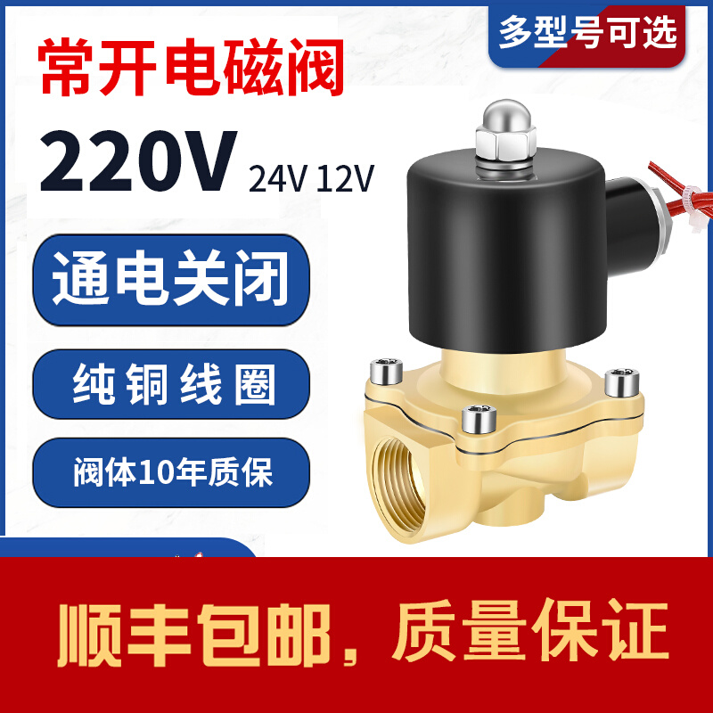 常开电磁阀控制水阀铜开关AC220V气阀DC24VDC12V 2分3分4分6分1寸 标准件/零部件/工业耗材 气阀 原图主图