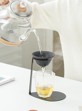 KFW无孔过滤铁架款微孔泡茶叶过滤茶漏套装淘瓷茶叶过滤八器茶器