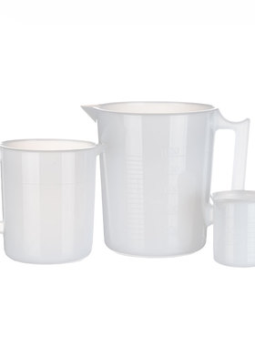 进口NIKKO塑料烧杯HDPE量杯带把手刻度100/200/500/1000ml2L5L10L