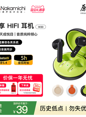 Nakamichi中道半入耳式蓝牙耳机真无线低延迟环绕音效超长待机W30