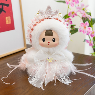 搪胶脸樱花天使娃娃蝴蝶结毛绒玩具办公桌摆学习搭子女孩生日礼物