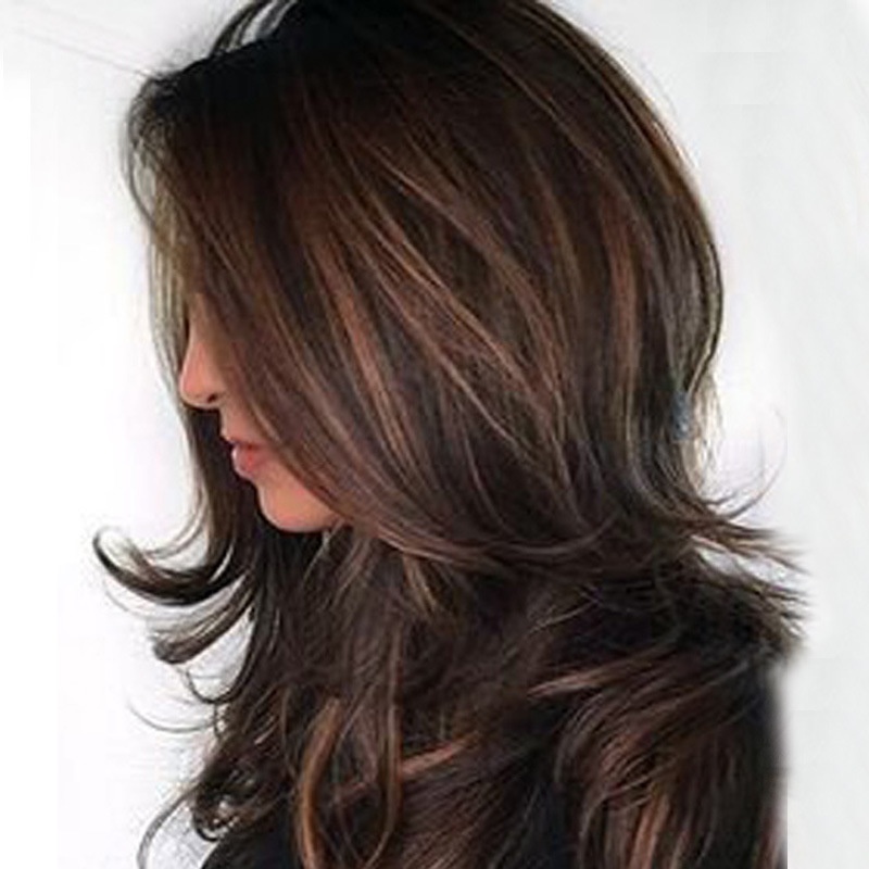 欧美女士假发挑色潮流假发挑染渐变色长卷发蓬松中长卷发假发头套