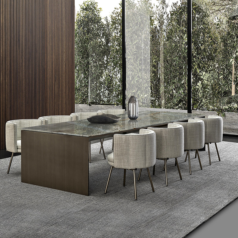 天然大理石面餐桌罗马印象奢石餐桌家用长方形餐桌轻奢高级感