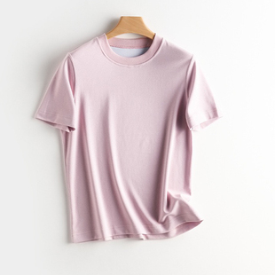 【第二件半价】两面穿纯色撞色丝光棉T恤双色基础款圆领短袖上衣
