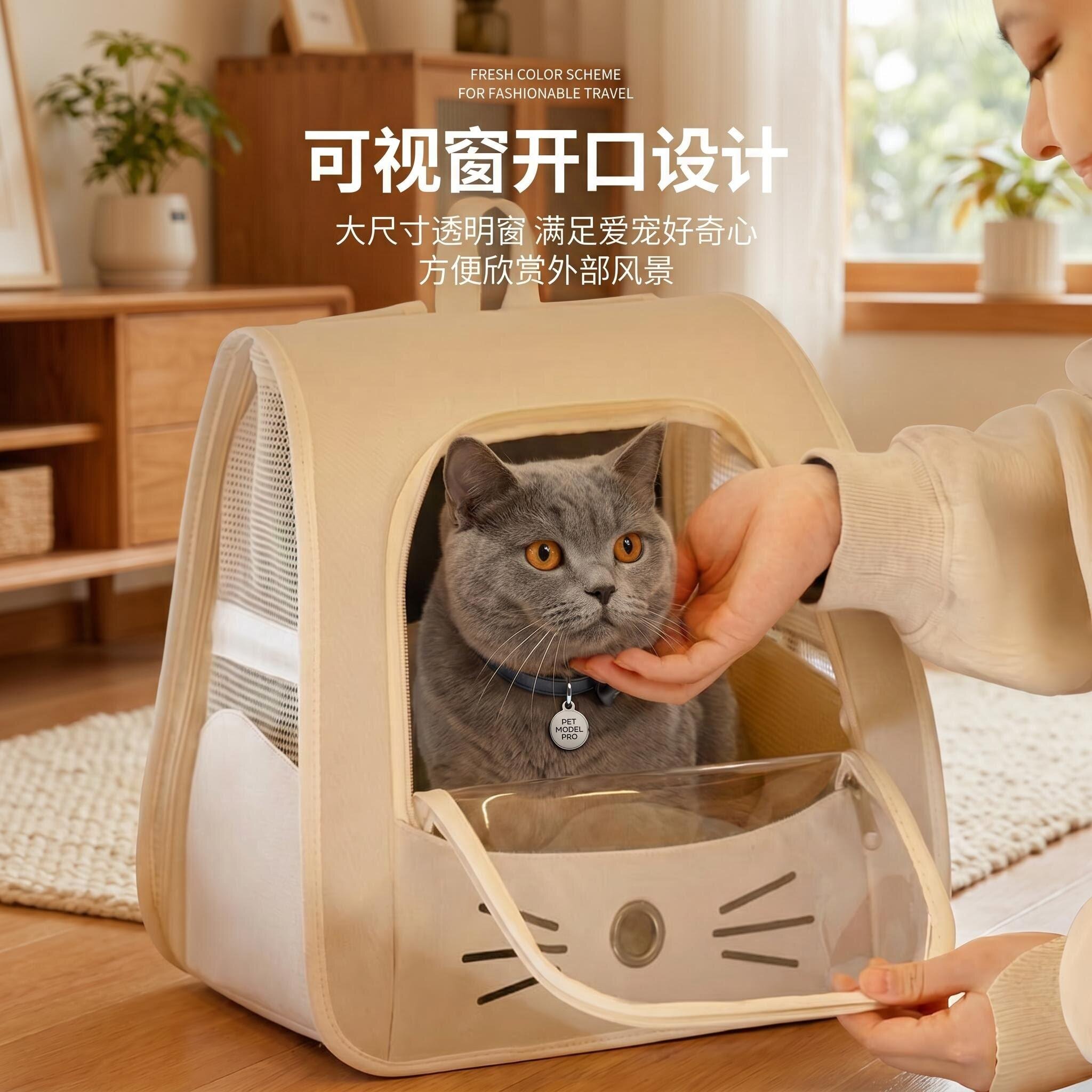 猫咪透明笼双肩包防抓便携安抚