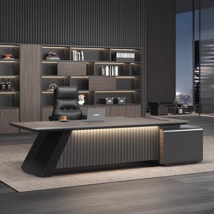 烤漆老板桌办公桌简约现代高档经理办公室主管总裁大班台桌椅组合