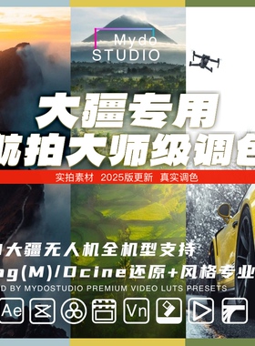 DJI大疆无人机航拍DlogM/Dcine大师级灰片还原/风格调色LUT预设