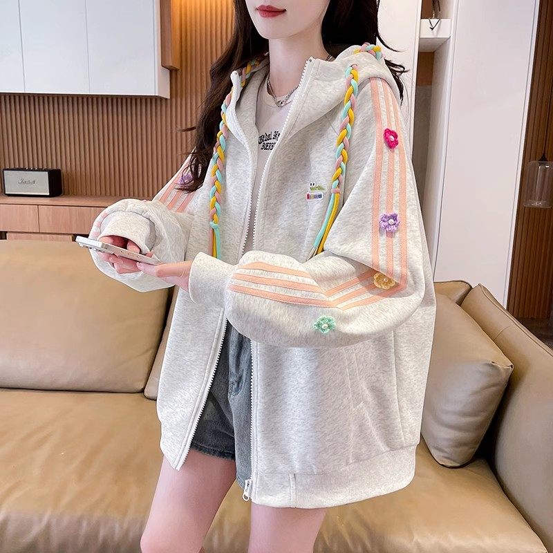美式连帽卫衣女春秋季情侣外套2026新款初高中学生大童早秋棒球服