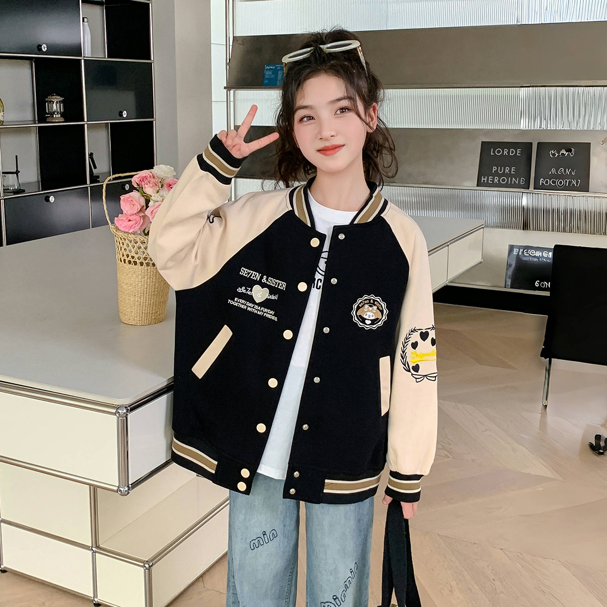 美式棒球服春秋款2026新款学院风初中学生秋装运动衣服秋季外套