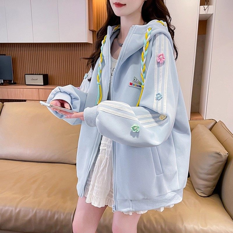 美式连帽卫衣女春秋季情侣外套2026新款初高中学生大童早秋棒球服