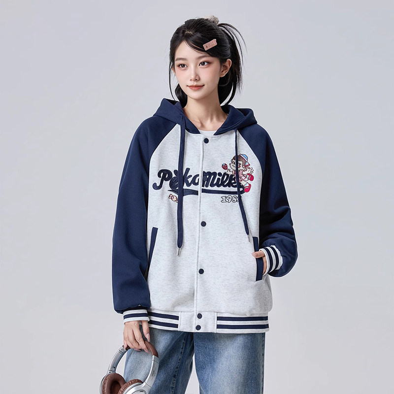 美式刺绣棒球服外套女春秋季少女卫衣2025新款初高中学生大童夹克