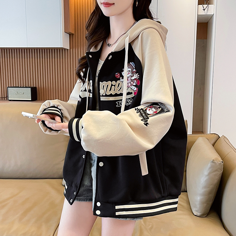 美式刺绣棒球服外套女春秋季少女卫衣2026新款初高中学生大童夹克