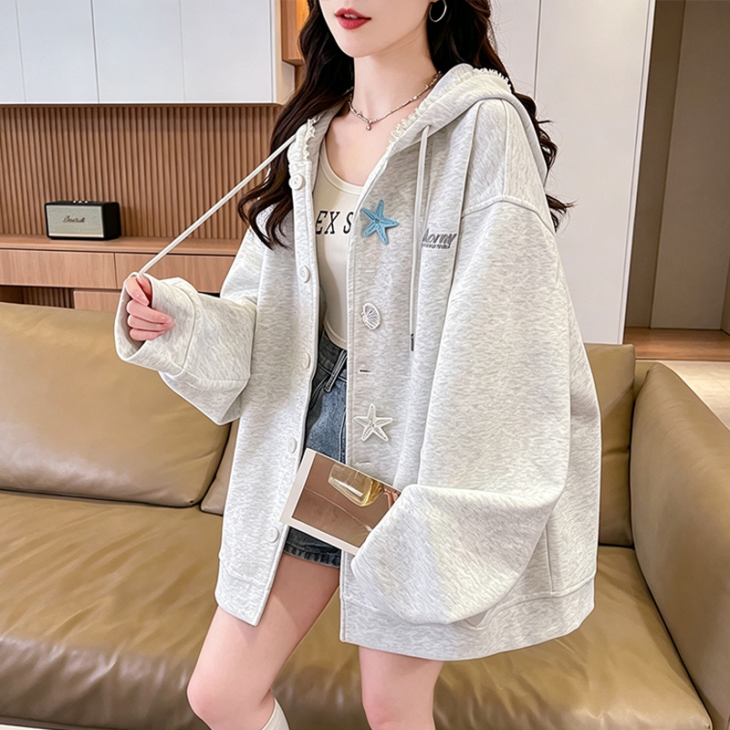 设计感小众卫衣女春秋季上衣2026新款初高中学生时尚加绒加厚外套