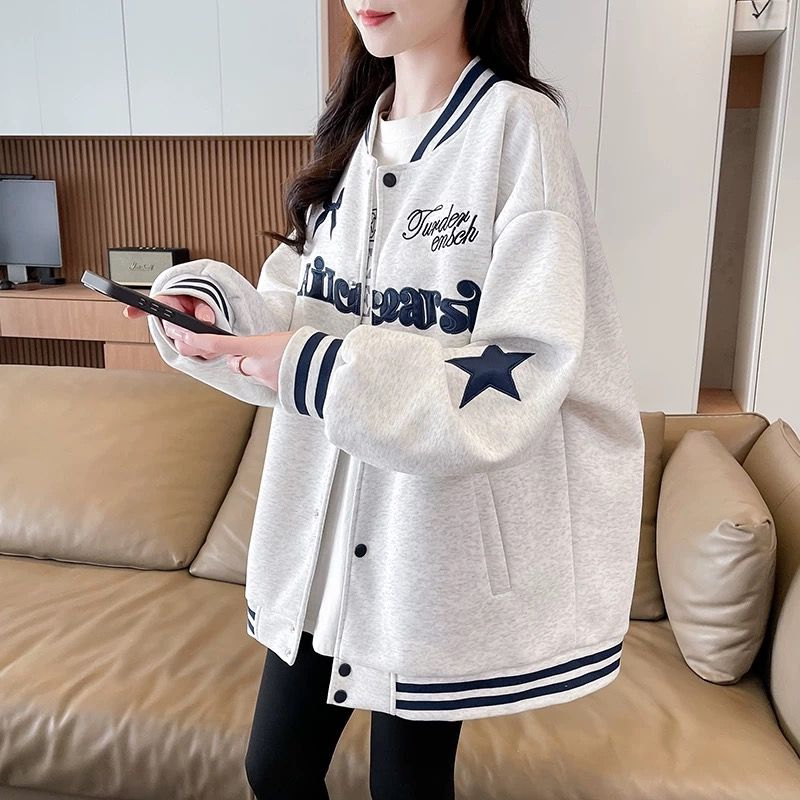 青少年美式复古刺绣棒球服少女2026春季新款初高中学生学院风外套