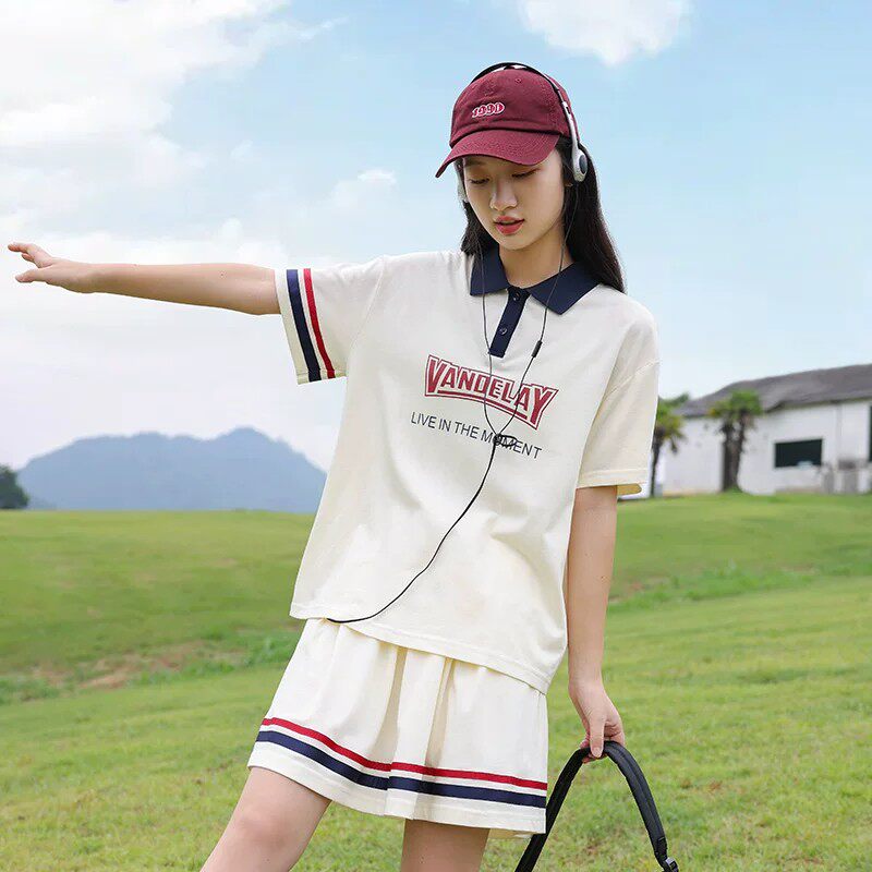 中学生休闲运动套装夏季薄款时尚宽松少女夏装新款短袖短裙两件套