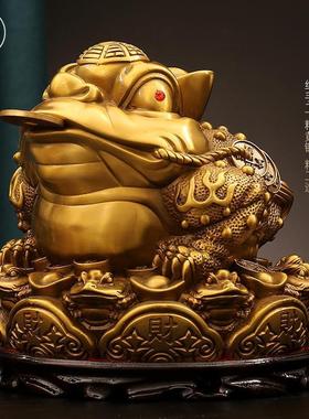 纯铜金蟾聚宝盆招财三足金蟾摆件