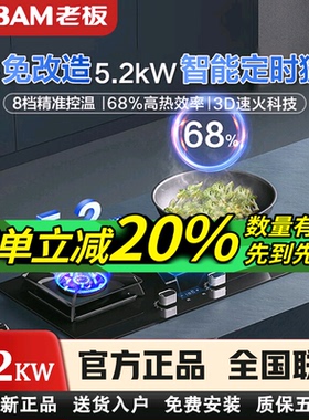 老板57B8A家用燃气灶定时天然气灶57B2D双灶5.2kW灶具灶台57B5X
