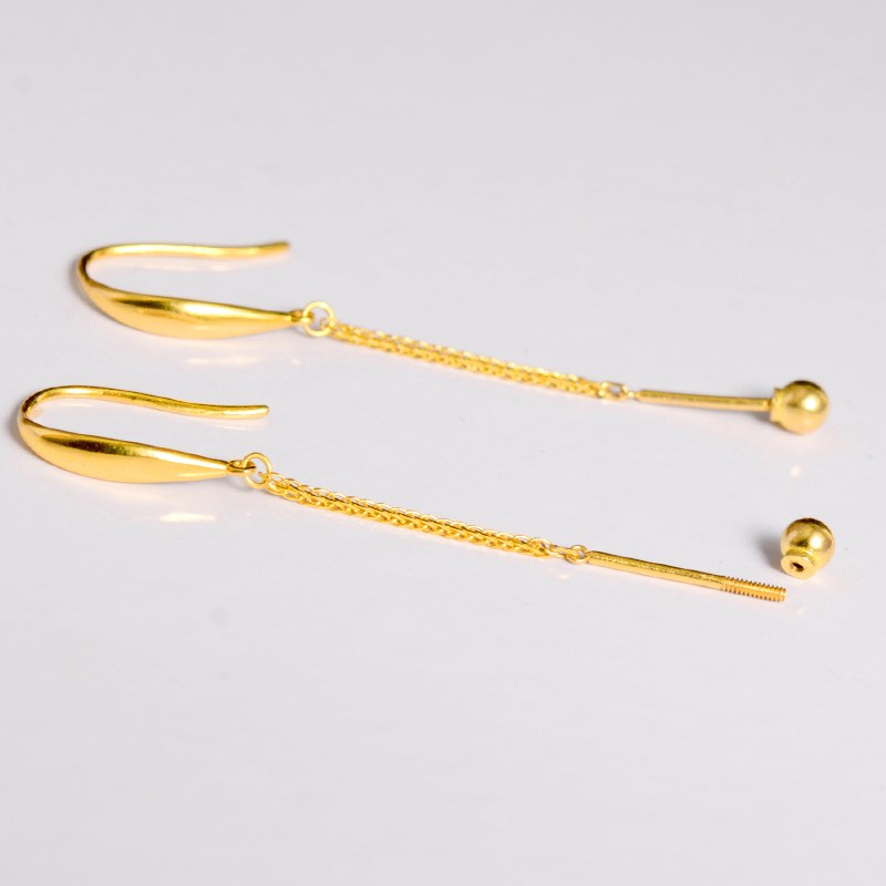 语瑶18K金螺丝珠耳钩拆卸diy