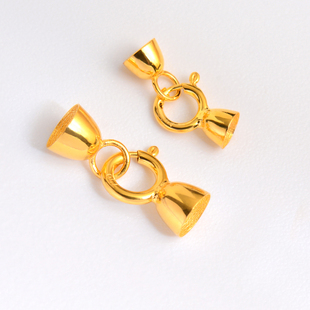 纯18k金扣头配件真金diy弹簧扣子珍珠项链穿手链连接扣配饰au750